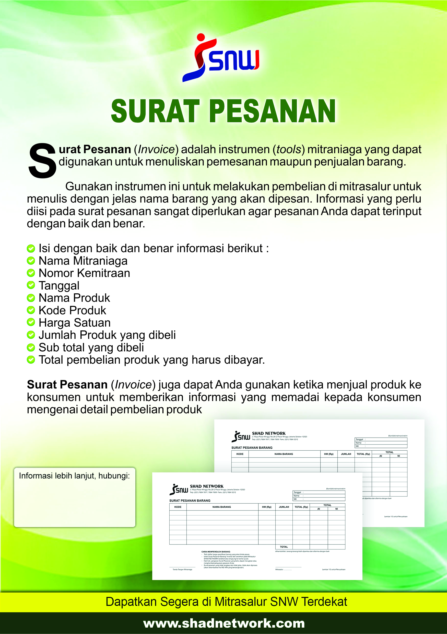 SNW Brosur SuratPesanan